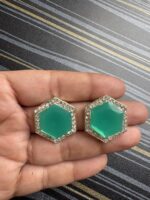 Traditional Green Stone Bridal Necklace Set with Earrings