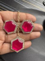 Bridal Red Stone Necklace Set with Earrings | Traditional Jewellery