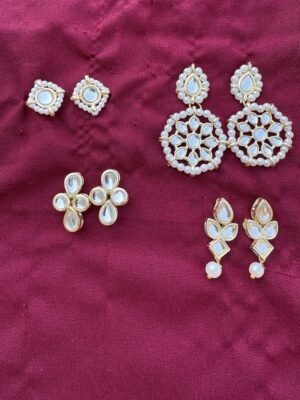 Buy Kundan Earrings 4 Pair