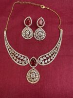 Red Stone Kundan Necklace Set with Earrings | Bridal AD Jewellery