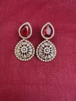 Red Stone Kundan Necklace Set with Earrings | Bridal AD Jewellery