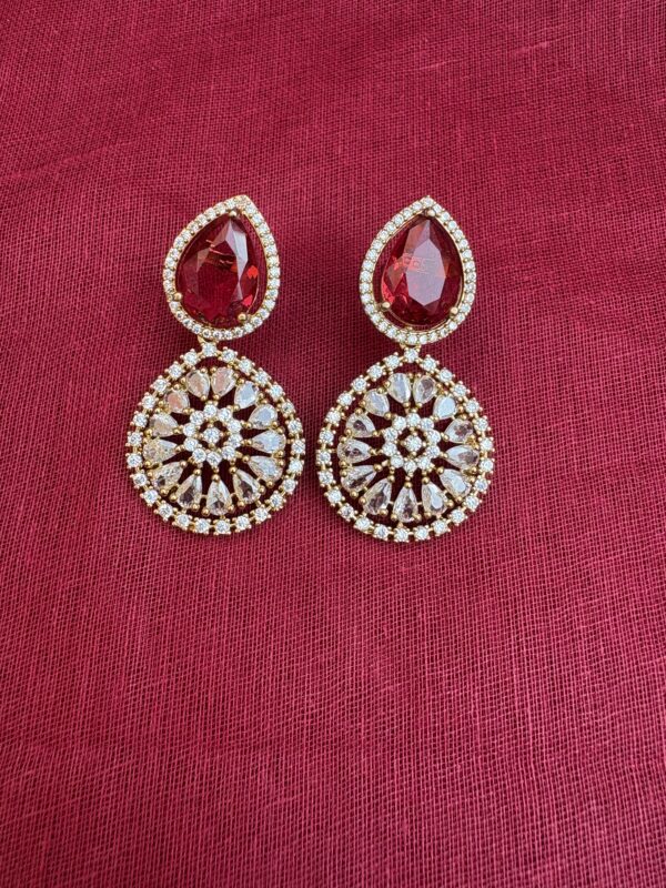 Red Stone Kundan Necklace Set with Earrings | Bridal AD Jewellery