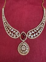 Red Stone Kundan Necklace Set with Earrings | Bridal AD Jewellery