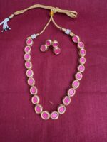 Gold Finish Kundan Choker Necklace Set with Earrings