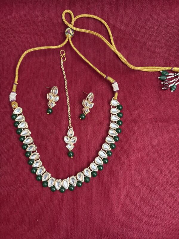 2. Traditional Kundan Choker Necklace Set with Pearl Drops