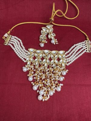 Bridal Kundan Pearl Necklace Set with Earrings | Ethnic Jewellery