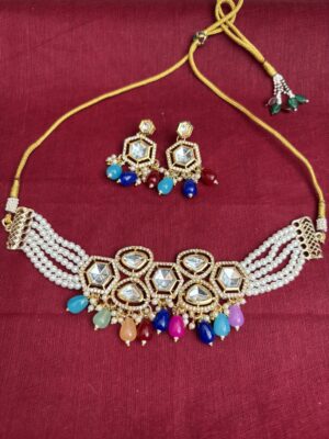 Pearl Kundan Choker Necklace Set | Traditional Indian Jewellery