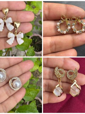 Korean Earrings Combo – Stylish Earrings Combo for Women & Girls (Set of 4)