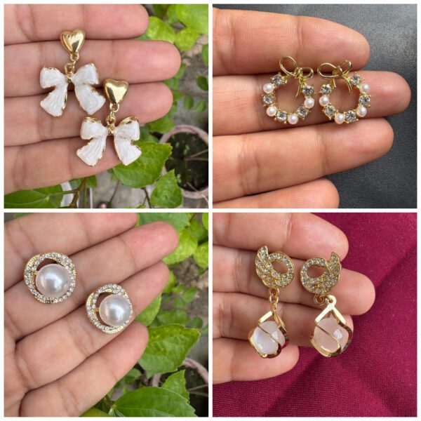 Korean Earrings Combo – Stylish Earrings Combo for Women & Girls (Set of 4)