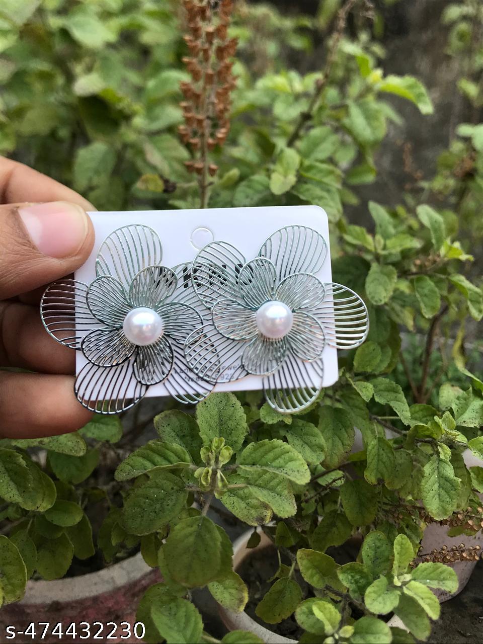 Korean style Floral Black Earrings and Studs