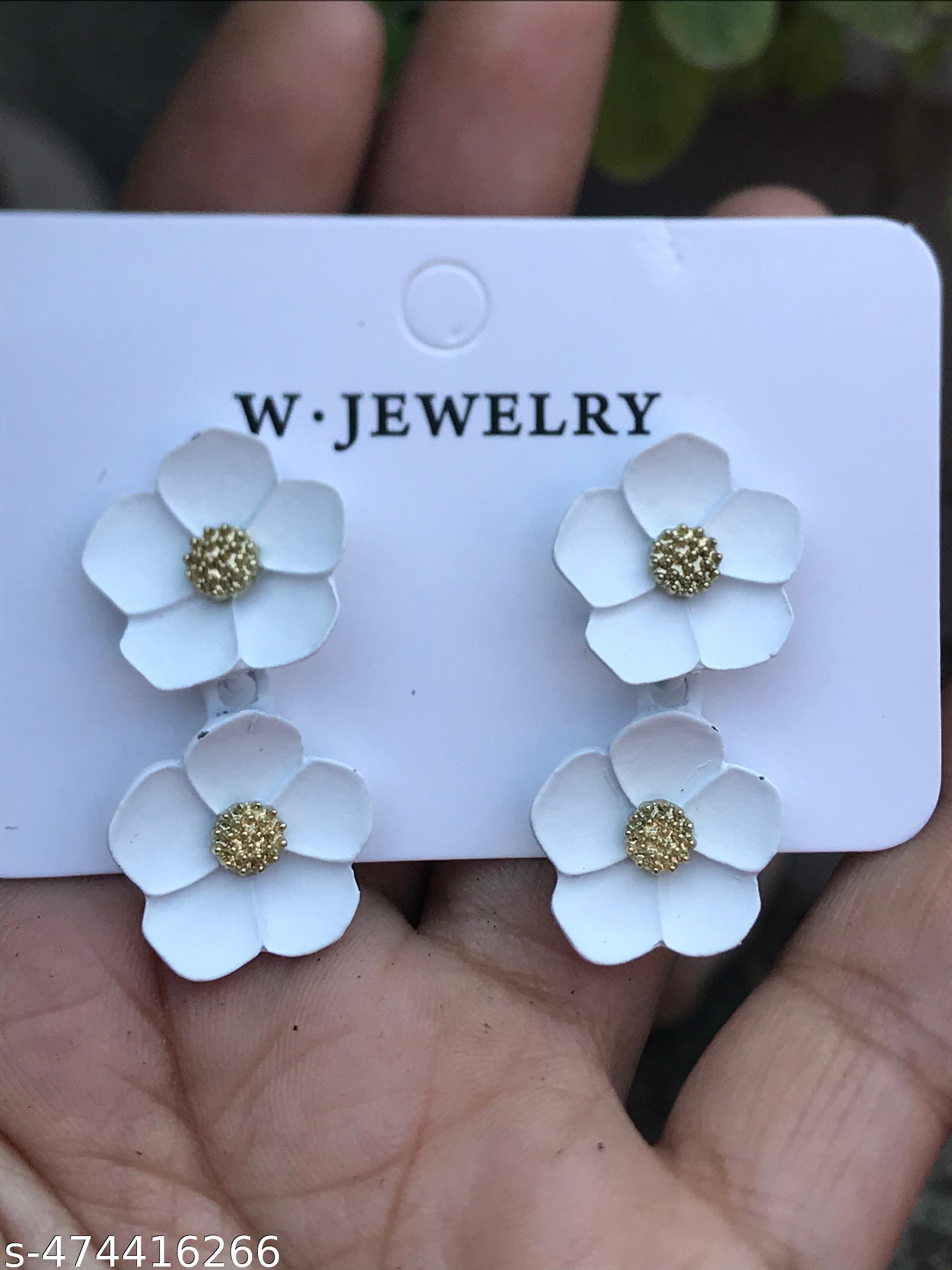 Unique Bloom Korean White Earrings Studs