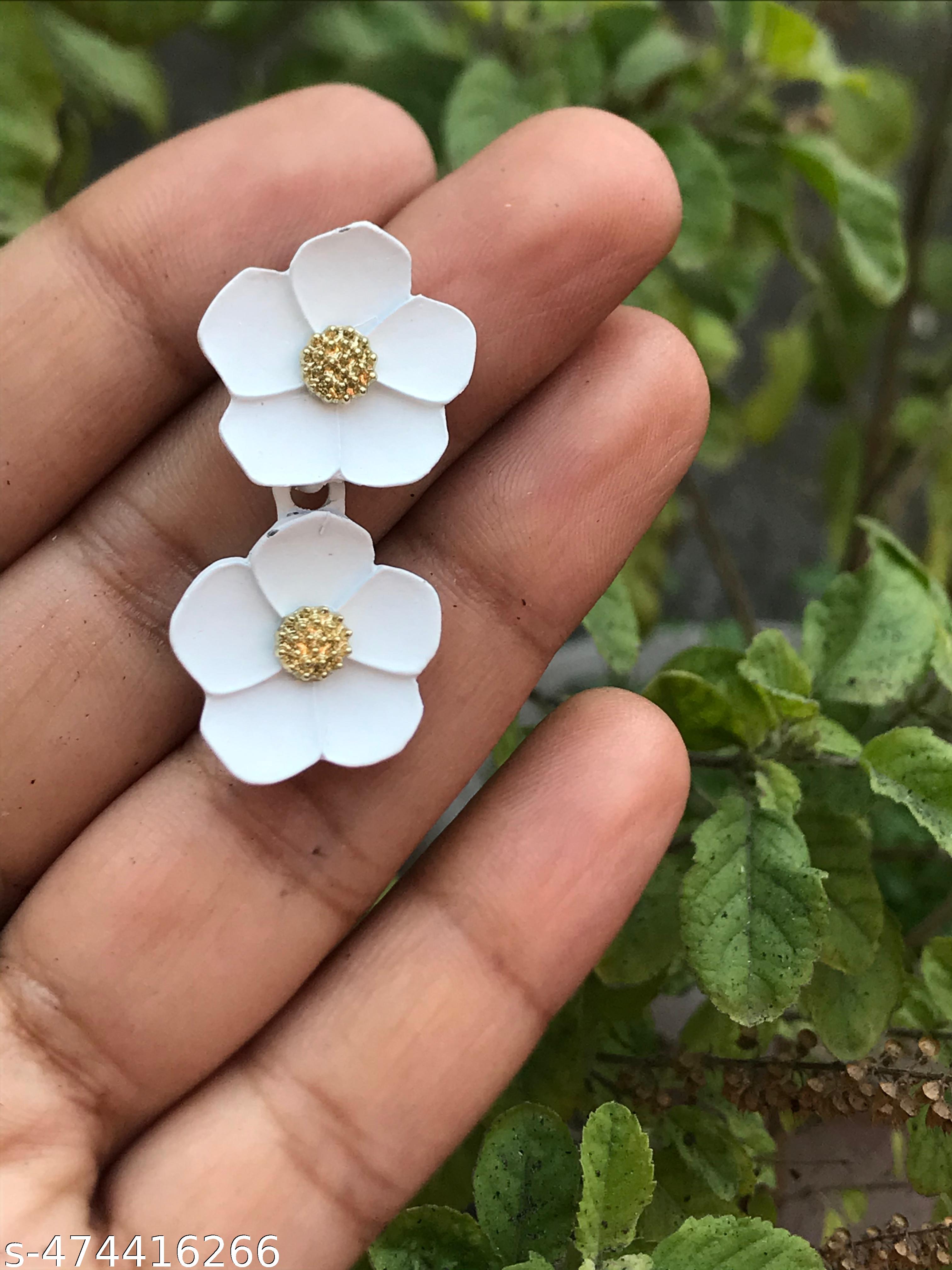 Unique Bloom Korean White Earrings Studs