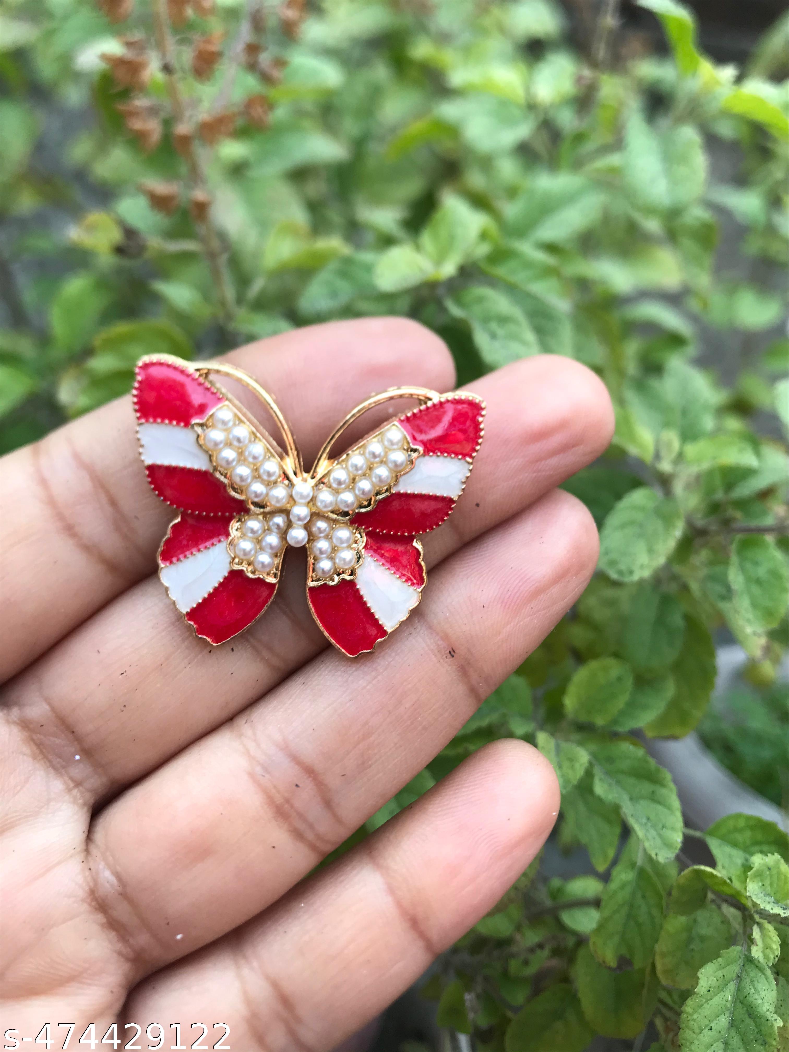 Pearl Red Wings Korean Earrings Studs