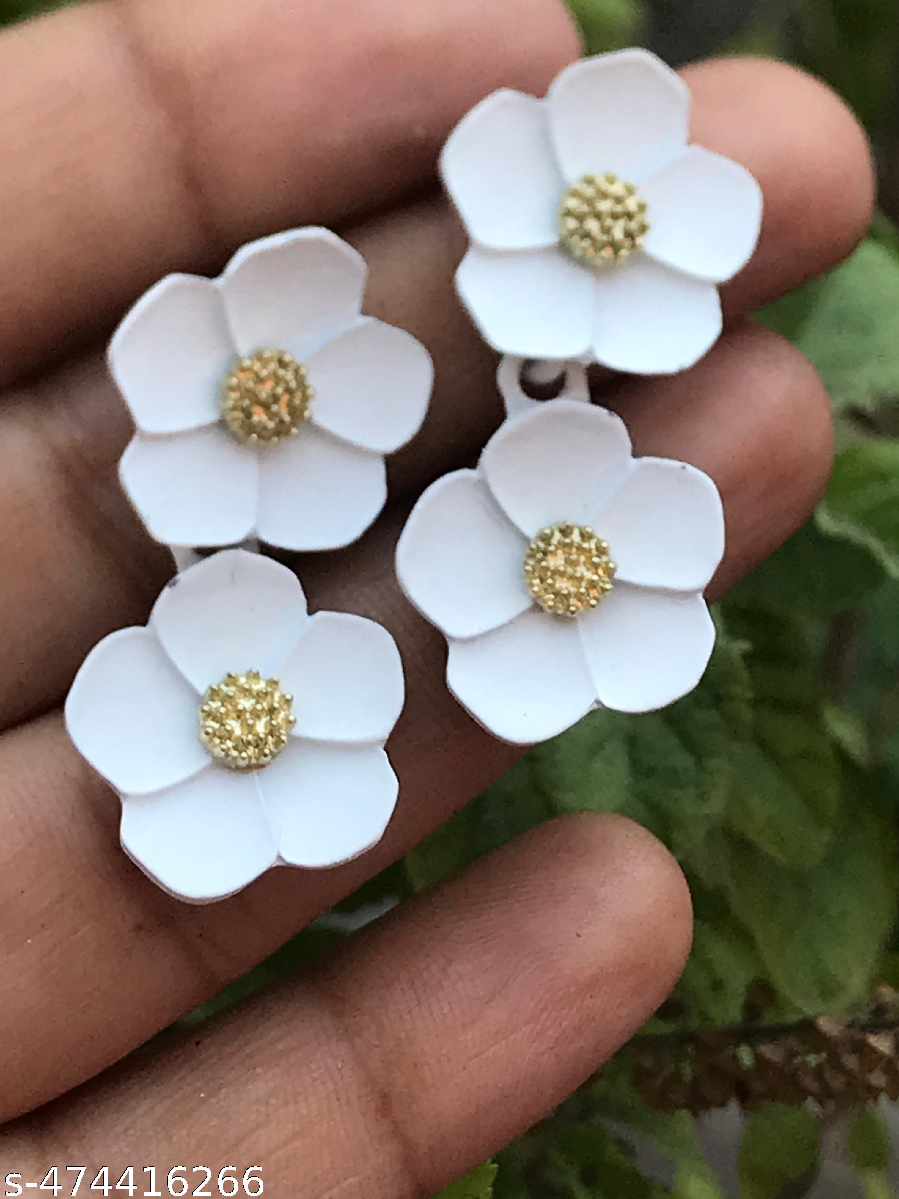 Unique Bloom Korean White Earrings Studs