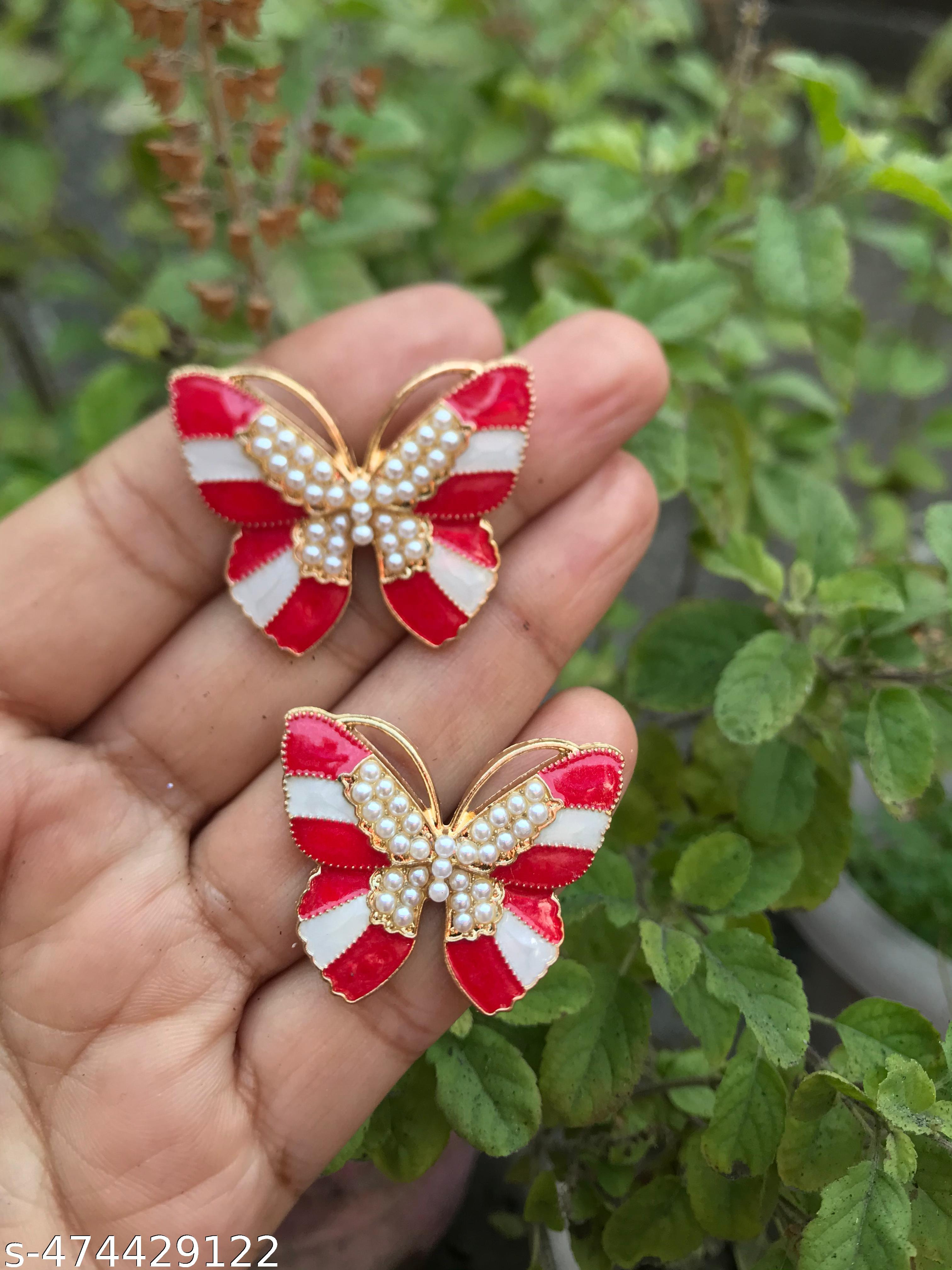 Pearl Red Wings  Korean  Earrings Studs