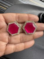 Bridal Red Stone Necklace Set with Earrings | Traditional Jewellery