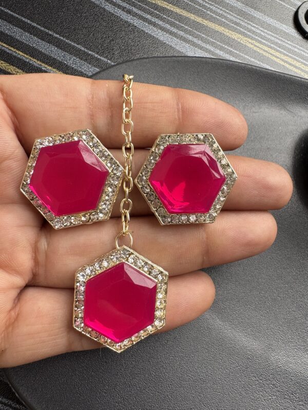 Bridal Red Stone Necklace Set with Earrings | Traditional Jewellery