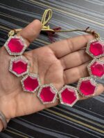 Bridal Red Stone Necklace Set with Earrings | Traditional Jewellery
